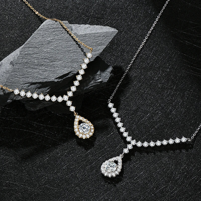 1ct Moissanite Y Lariat Necklace | 925 Sterling Silver | Diamonds Grace