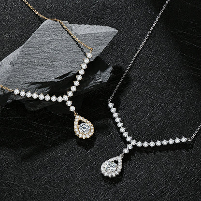 1ct Moissanite Y Lariat Necklace | 925 Sterling Silver | Diamonds Grace