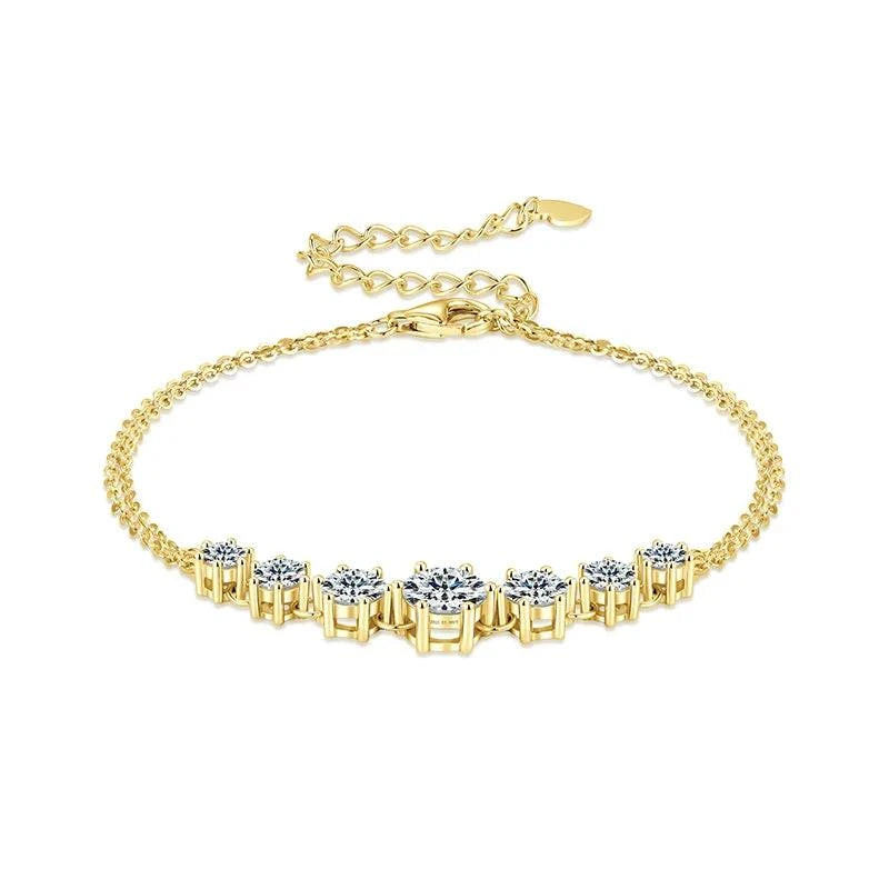 7-Stone Moissanite Claw Bracelet | 925 Sterling Silver | Diamonds Grace