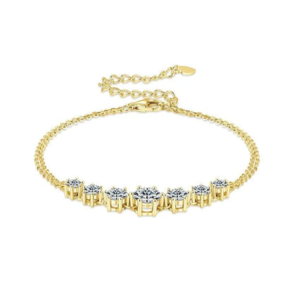 7-Stone Moissanite Claw Bracelet | 925 Sterling Silver | Diamonds Grace