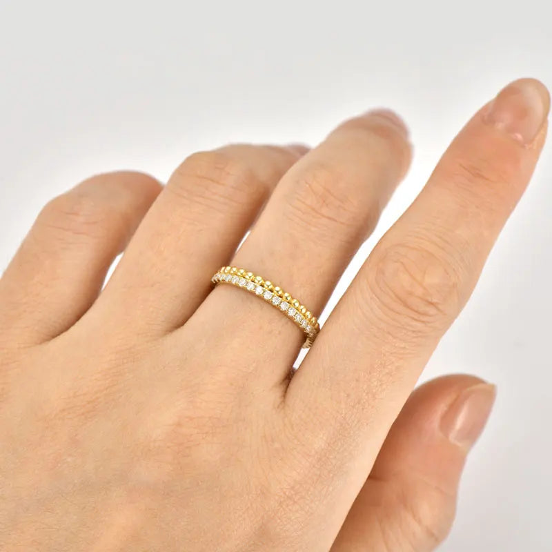 Moissanite Half Eternity Double Band Ring | 925 Sterling Silver | Diamonds Grace