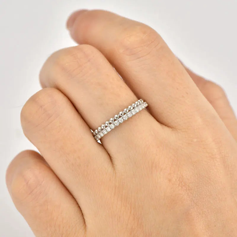 Moissanite Half Eternity Double Band Ring | 925 Sterling Silver | Diamonds Grace