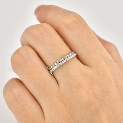 Moissanite Half Eternity Double Band Ring | 925 Sterling Silver | Diamonds Grace