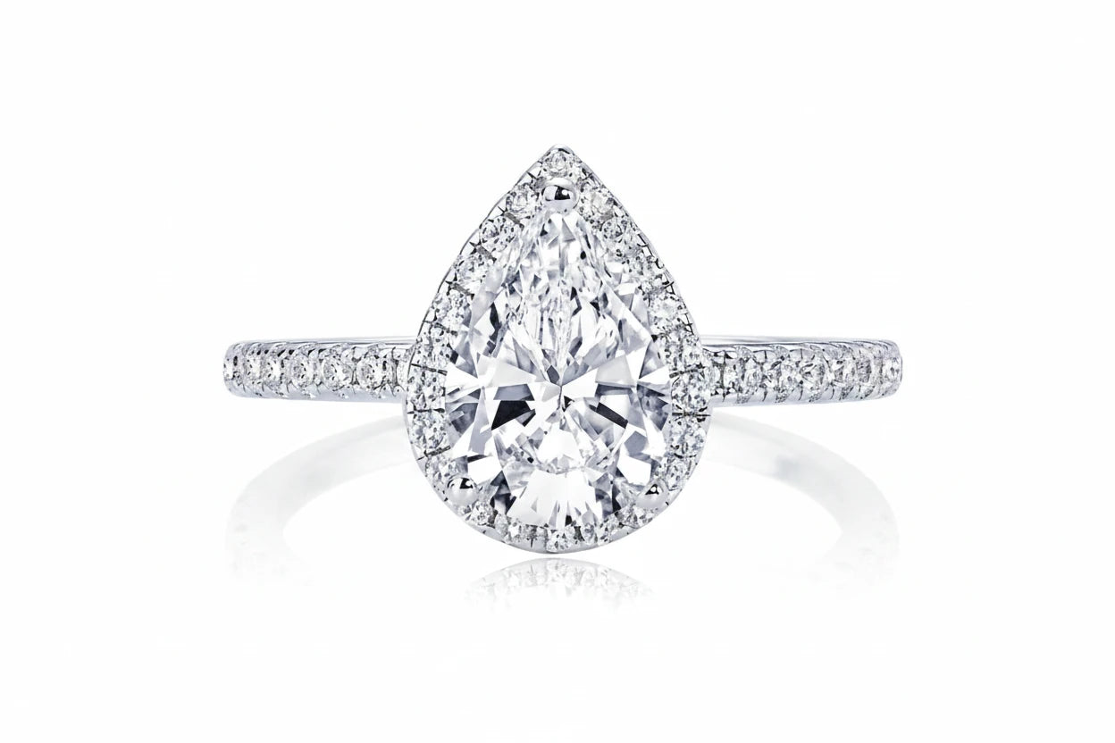 Pear Cut Moissanite Engagement Ring | 2CT 7x10mm | S925 Sterling Silver | Diamonds Grace