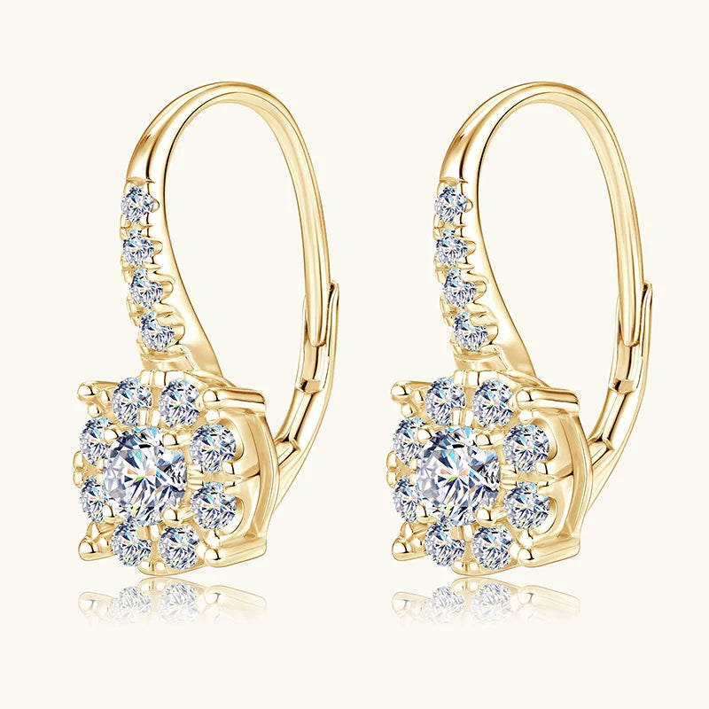 Moissanite Clip-On Halo Hoop Earrings | 925 Sterling Silver | Diamonds Grace