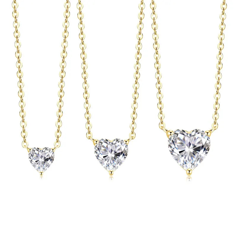 Heart Moissanite Pendant Necklace | 0.5ct–2ct | S925 Sterling Silver | Diamonds Grace