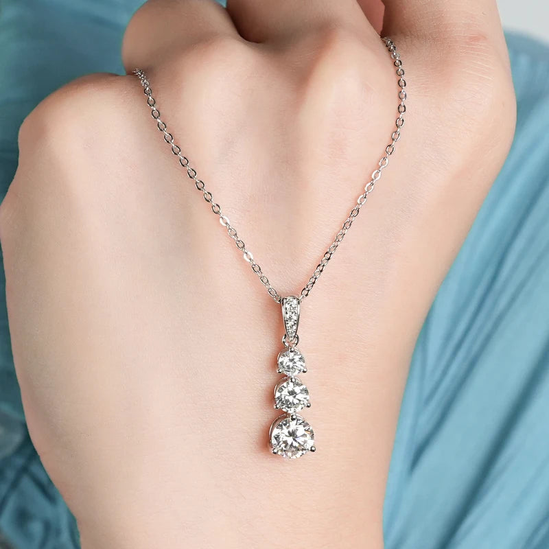 3-Stone Pendant Necklace 925 Silver | Diamonds Grace
