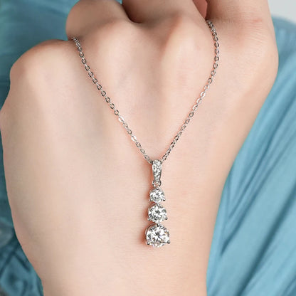 3-Stone Pendant Necklace 925 Silver | Diamonds Grace