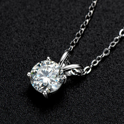 D Color Moissanite Pendant Necklace | 1–4CT Round Brilliant | 925 Sterling Silver | Diamonds Grace