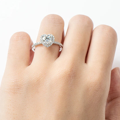 1CT Moissanite Heart Wedding Ring | 6.5mm Round Cut | S925 Sterling Silver | Diamonds Grace