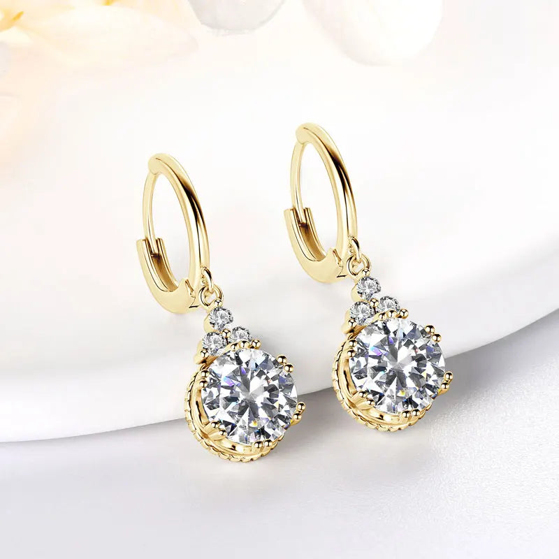 Moissanite Drop Earrings | 1CT & 2CT | S925 Sterling Silver Gold Plated | Diamonds Grace