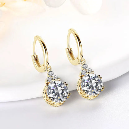 Moissanite Drop Earrings | 1CT & 2CT | S925 Sterling Silver Gold Plated | Diamonds Grace