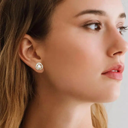 6.5-7mm Vintage Freshwater Pearl Earrings | S925 Sterling Silver | Diamonds Grace
