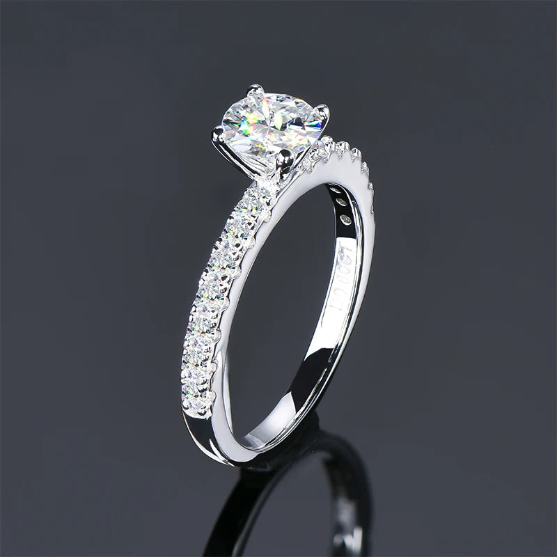 GRA Certified Moissanite Engagement Ring | 0.8CT Round Brilliant | 925 Sterling Silver | Diamonds Grace