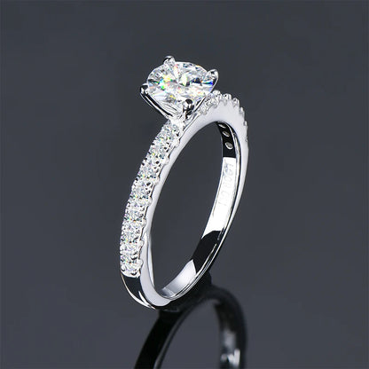 GRA Certified Moissanite Engagement Ring | 0.8CT Round Brilliant | 925 Sterling Silver | Diamonds Grace