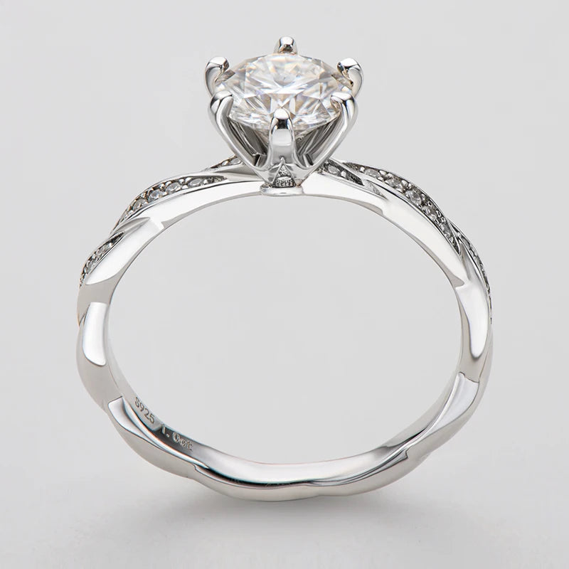 1 Carat Moissanite Engagement Ring | 925 Silver | Diamonds Grace