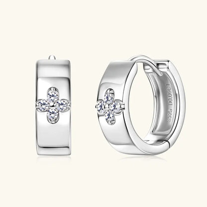 Moissanite Clover Hoop Earrings VVS1 D Color | 925 Sterling Silver | Diamonds Grace