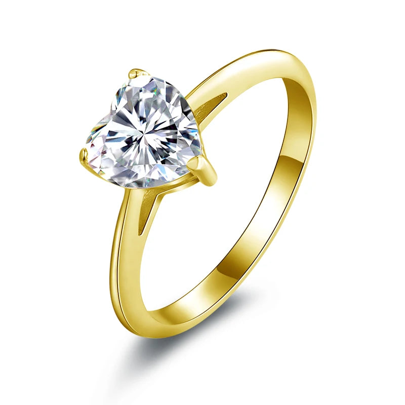 1.2CT Heart Cut Moissanite Solitaire Engagement Ring | 10K Solid Gold | Diamonds Grace
