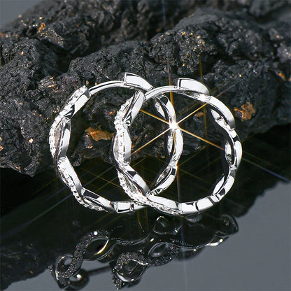 VVS Moissanite Twisted Hoop Earrings | Pavé 925 Sterling Silver | Diamonds Grace