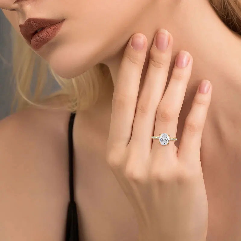 Oval Cut Moissanite Engagement Ring | 3CT D Color VVS1 | S925 Sterling Silver | Diamonds Grace