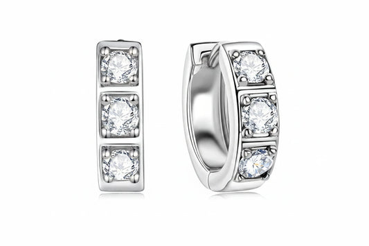 Moissanite Huggie Hoop Earrings | 925 Sterling Silver | Diamonds Grace