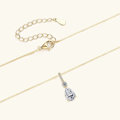 Pear Cut Moissanite Droplet Pendant Necklace VVS1 | 925 Silver | Diamonds Grace