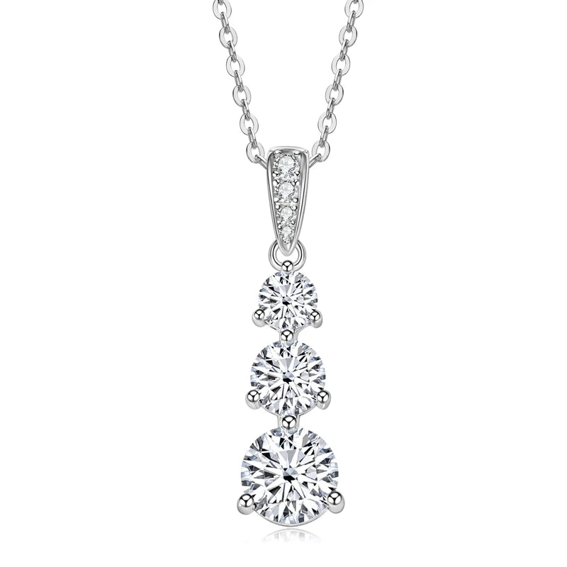 3-Stone Pendant Necklace 925 Silver | Diamonds Grace