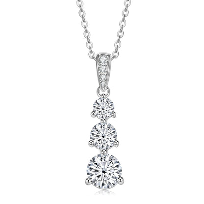 3-Stone Pendant Necklace 925 Silver | Diamonds Grace