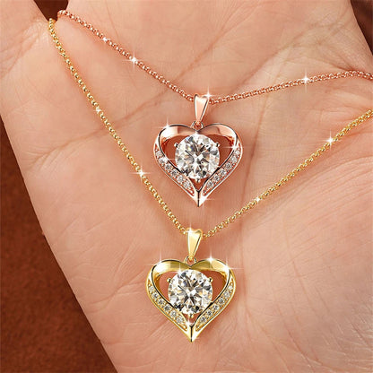 Moissanite Heart Pendant Necklace | 2ct & 3ct Round Cut | GRA Certified 925 Sterling Silver | Diamonds Grace