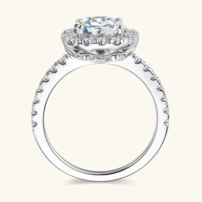 2ct Moissanite Engagement Ring | 8mm Square Halo 925 Sterling Silver | Diamonds Grace
