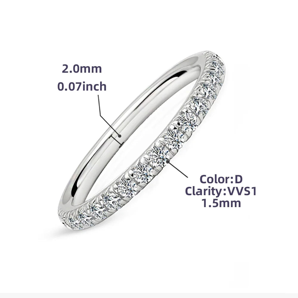 GRA Moissanite Tennis Ring | Stackable Eternity Band | 925 Sterling Silver | Diamonds Grace