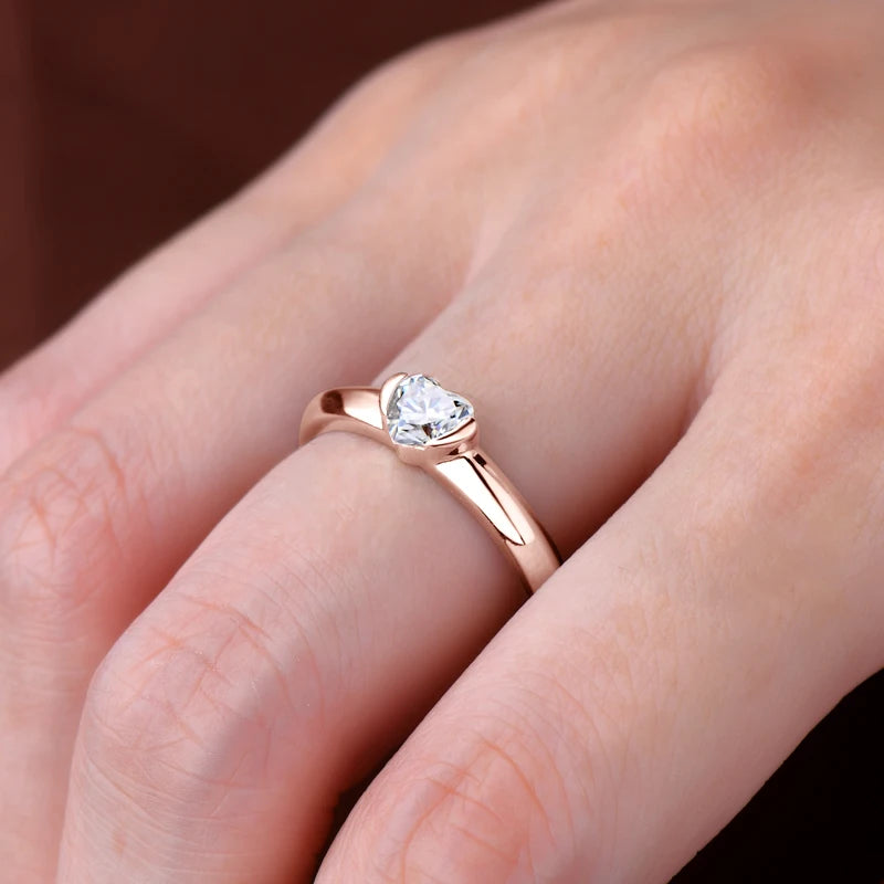 Heart Shaped Moissanite Solitaire Engagement Ring | 0.5ct 925 Sterling Silver | Diamonds Grace