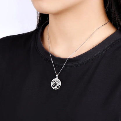 Tree of Life pendant necklace in 925 sterling silver with 54 micro-set D-color moissanite stones