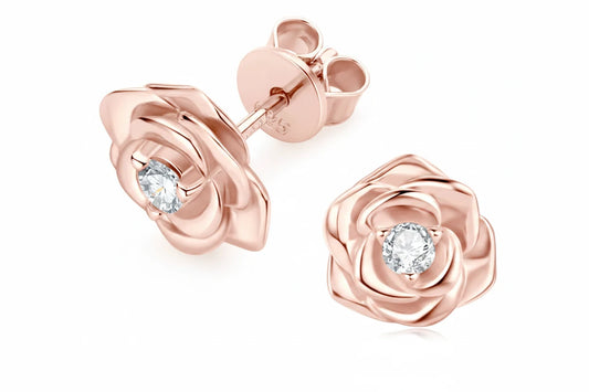 Moissanite Rose Flower Stud Earrings | 925 Sterling Silver VVS | Diamonds Grace