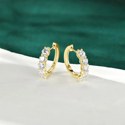 Moissanite Round Hoop Earrings | D Color VVS 0.30ct 4mm | 925 Sterling Silver | Diamonds Grace