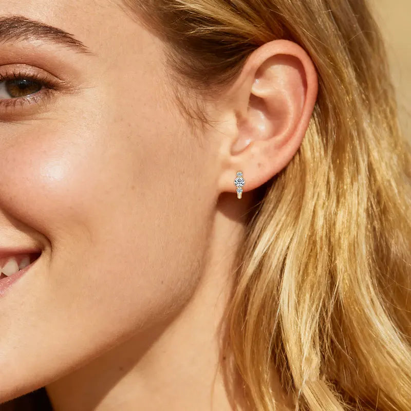 Moissanite Hoop Earrings | D Color Round Brilliant | 925 Sterling Silver | Diamonds Grace