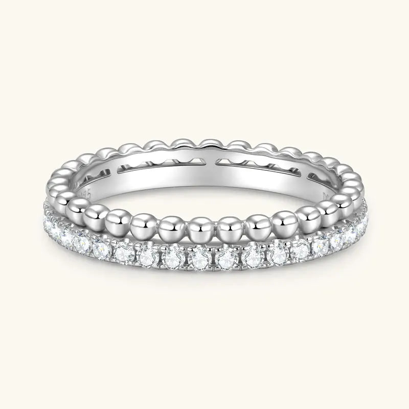 Moissanite Half Eternity Double Band Ring | 925 Sterling Silver | Diamonds Grace