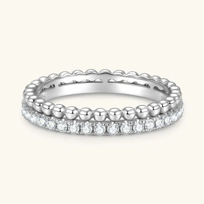 Moissanite Half Eternity Double Band Ring | 925 Sterling Silver | Diamonds Grace