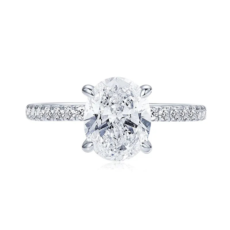 Oval Cut Moissanite Engagement Ring | 3CT D Color VVS1 | S925 Sterling Silver | Diamonds Grace