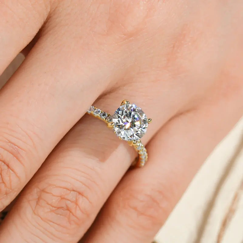 Hidden Halo Moissanite Engagement Ring | 2CT 8mm | S925 Sterling Silver | Diamonds Grace