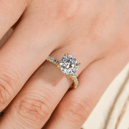 Hidden Halo Moissanite Engagement Ring | 2CT 8mm | S925 Sterling Silver | Diamonds Grace