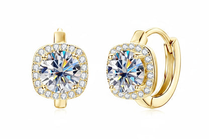 Moissanite Halo Hoop Earrings | 925 Sterling Silver | Diamonds Grace