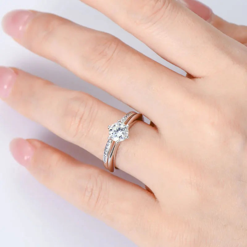 1CT Moissanite Wedding Ring for Women | 925 Silver D VVS1 | Diamonds Grace