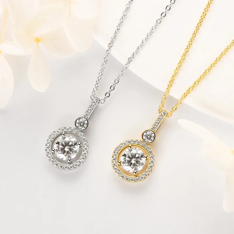 925 Sterling Silver Moissanite Pendant Necklace | Diamonds Grace