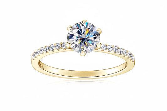 Round Cut Moissanite Engagement Ring 1ct D Color VVS | 925 Silver | Diamonds Grace