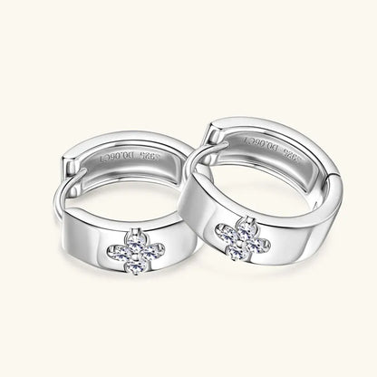 Moissanite Clover Hoop Earrings VVS1 D Color | 925 Sterling Silver | Diamonds Grace