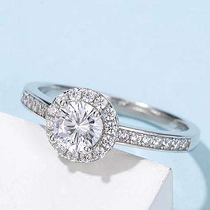 0.5CT Moissanite Halo Engagement Ring | 5mm | S925 Sterling Silver | Diamonds Grace