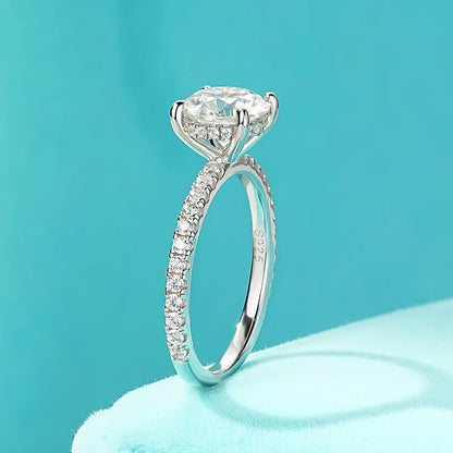 Hidden Halo Moissanite Engagement Ring | 2CT 8mm | S925 Sterling Silver | Diamonds Grace