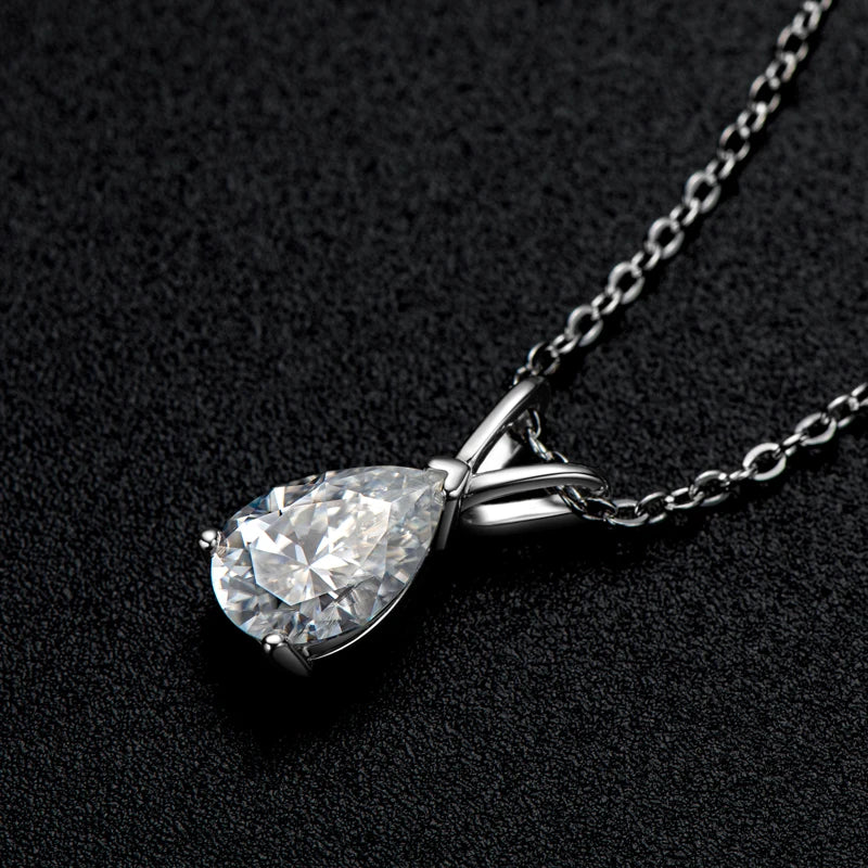 Pear Cut Moissanite Teardrop Pendant Necklace 1.5ct VVS | 925 Silver | Diamonds Grace