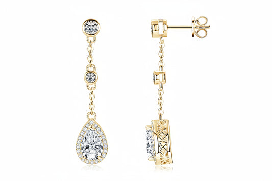 Pear Cut Moissanite Drop Earrings 1.5ct VVS1 | 925 Silver | Diamonds Grace